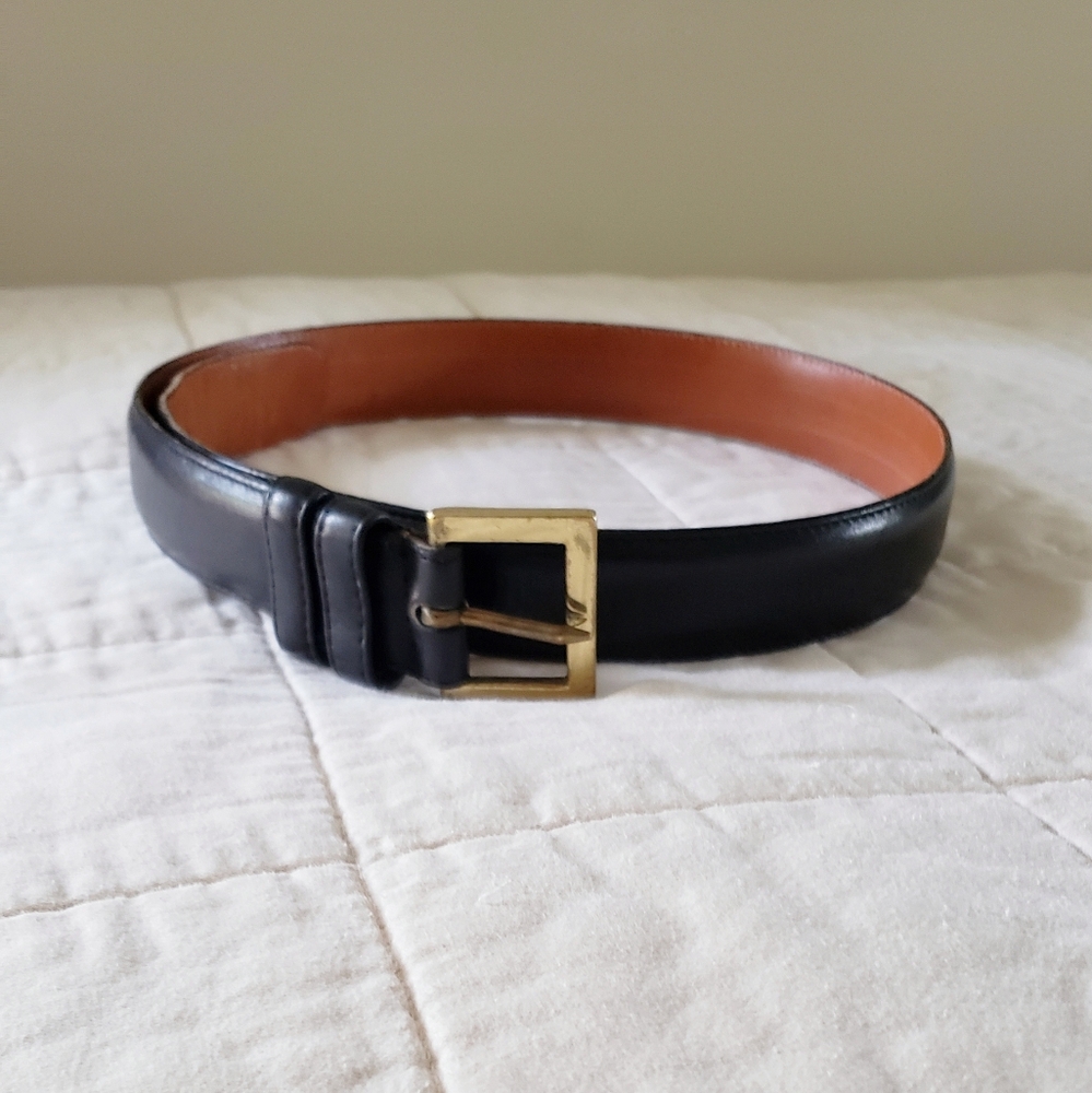 Coach Leather Belt Cowhide And Brass 30” Black Belt Womens